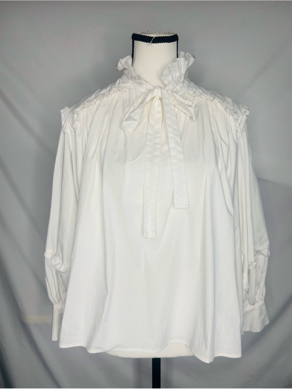 Karlie White Poplin Ruffle Blouse